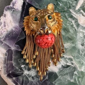 Rare 1960's DeNicola Costume Lion Head Brooch